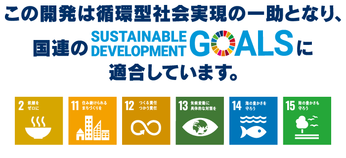 この開発は循環型社会実現の一助となり、国連のSDGSに適合しています。